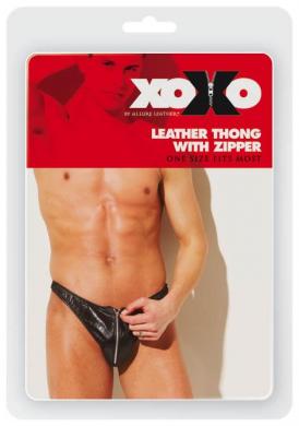 Men Leather Thong W/ Zipper - Click Image to Close