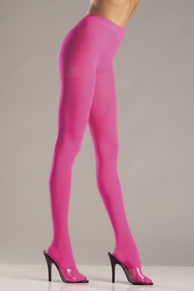 Opaque Nylon Pantyhose Pink O/S - Click Image to Close