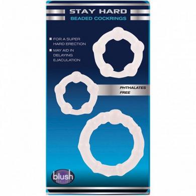 Stay Hard Beaded Cockrings 3Pc Clear - Click Image to Close