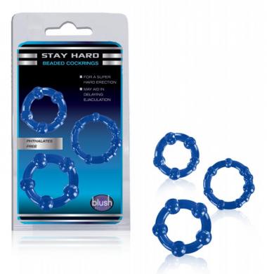 Stay Hard Beaded Cockrings 3Pc Set Blue