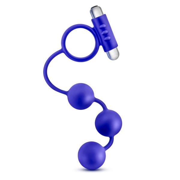 Penetrator Anal Beads Vibrating Cockring Indigo Blue - Click Image to Close