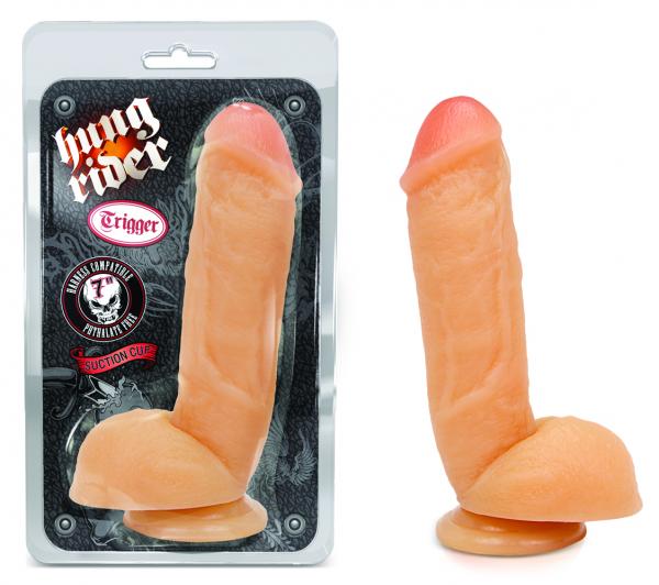 Blush Hung Rider Trigger 7" Dildo w/Suction Cup - Click Image to Close