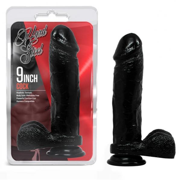 Hard Steel 9 " Cock Black - Click Image to Close
