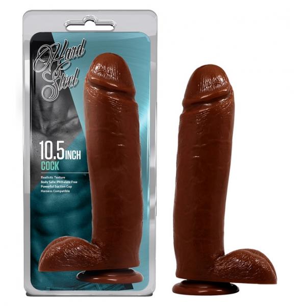 Hard Steel 10.5" Cock Brown - Click Image to Close