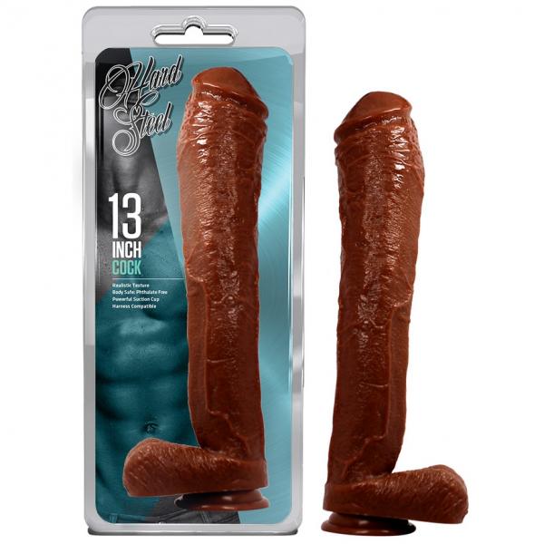 Hard Steel 13inch Cock Brown - Click Image to Close