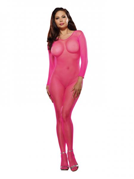 Body Stocking Neon Pink O/S Queen - Click Image to Close