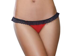 Stretch Mesh Spandex Open Back Panty Small Red Black