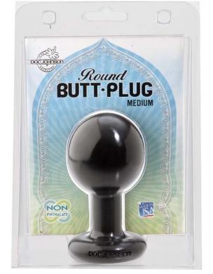 Round Butt Plug Medium Black - Click Image to Close