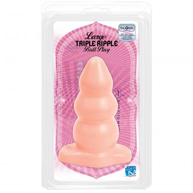 Triple Ripple Large Beige Butt Plug - Click Image to Close