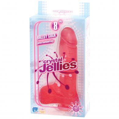 Crystal Jellie Ballsy Cock 8in Pink - Click Image to Close