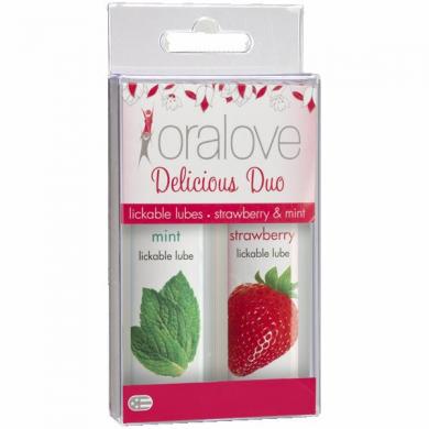 ORALOVE 2 PACK LUBE STRAWBERRY & MINT - Click Image to Close
