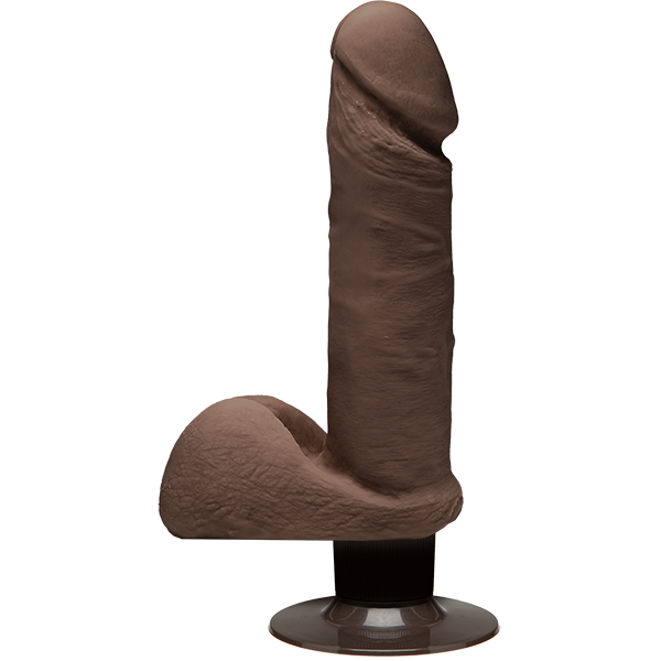 The D Perfect D Vibrating Dildo 7 inch Chocolate Brown - Click Image to Close