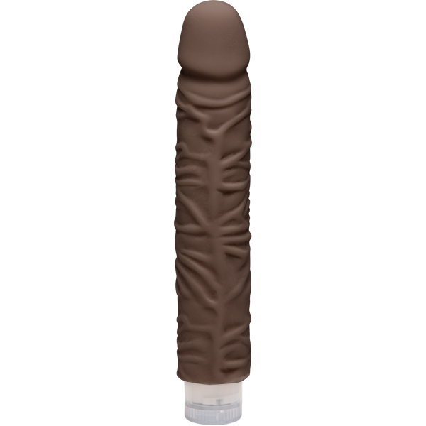 The Shakin D 9 Inch Vibrating Chocolate Brown Dildo - Click Image to Close