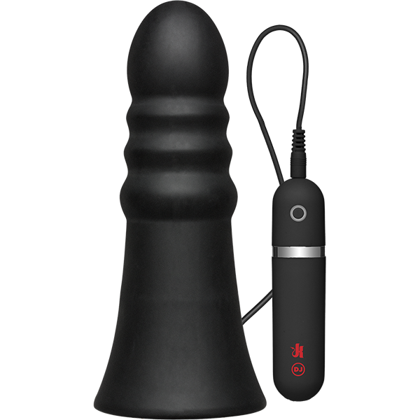 Kink Vibrating Butt Plug Ridged 8 inches Black