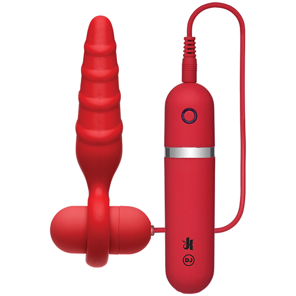 Kink Vibrating Silicone Butt Plug 4 inches Red - Click Image to Close