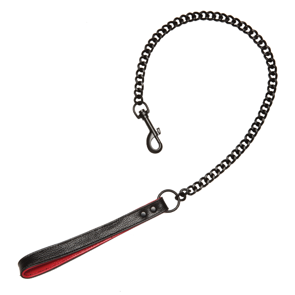 Kink Leather Handler's Leash Black Red - Click Image to Close