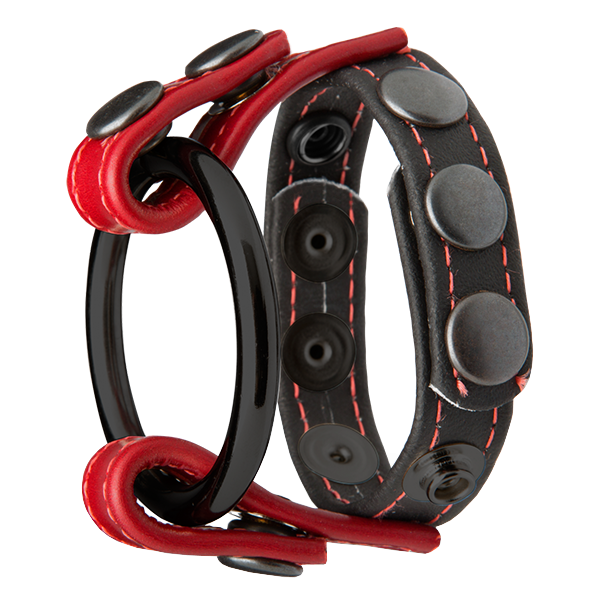 Kink Leather Master Ring Black & Red - Click Image to Close