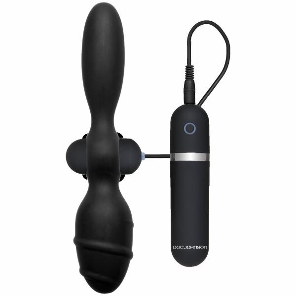 Double Tool Vibrating Butt Plug - Black - Click Image to Close