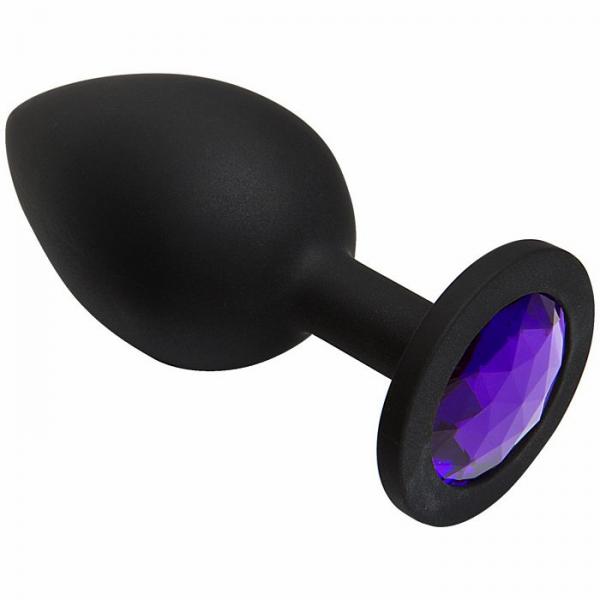 Booty Bling Large Black Plug Purple Stone - Click Image to Close