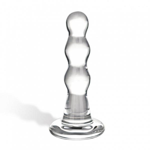 Glass Triple Play Beaded Butt Plug Clear - Click Image to Close