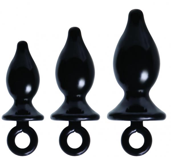 Anal Trainer Kit 3 Black Butt Plugs - Click Image to Close