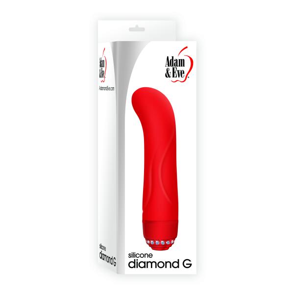 Adam & Eve Silicone Diamond G Mini Vibrator - Red - Click Image to Close