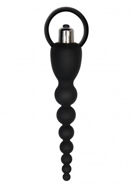 Vibrating Silicone Anal Beads Black - Click Image to Close