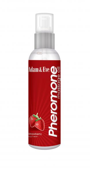 Adam & Eve Massage Oil Strawberry 4oz - Click Image to Close