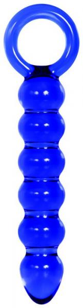 Cobalt Glass Dildo Beaded Blue - Click Image to Close