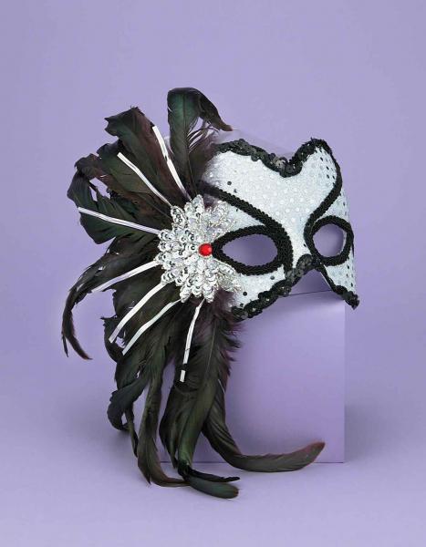 Half Mask Karneval Silver O/S - Click Image to Close