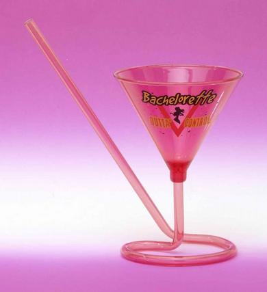 Bachelorette Martini Glass W/Straw - Click Image to Close