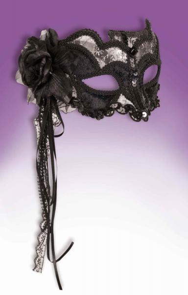 Venetian Mask Black/Silver O/S - Click Image to Close