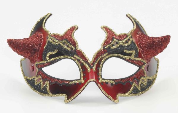 Venetian Mask Red Devil Horns - Click Image to Close