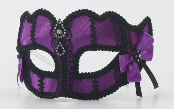 Half Mask Venetian Purple O/S - Click Image to Close