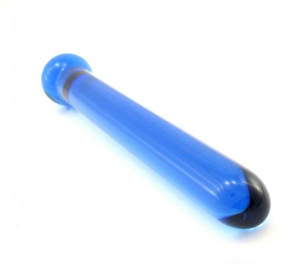 DILDO BORO GLASS SLEEK WAND BLUE - Click Image to Close