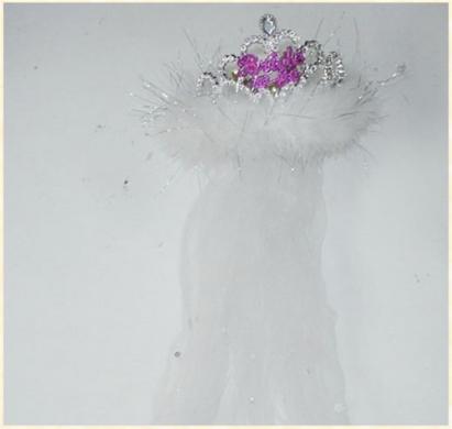 Bride 2B Tiara Flashing White Fur Veil - Click Image to Close