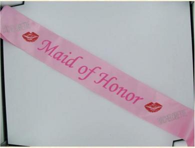 Maid Of Honor Sash W/Stones Pink - Click Image to Close