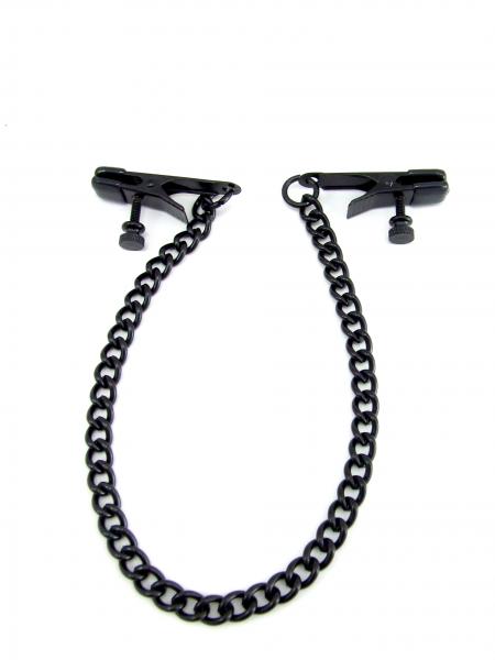 H2H Nipple Clamps Alligator with Chain Black - Click Image to Close