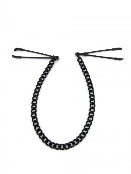 H2H Nipple Clamps Tweezer with Chain Black - Click Image to Close