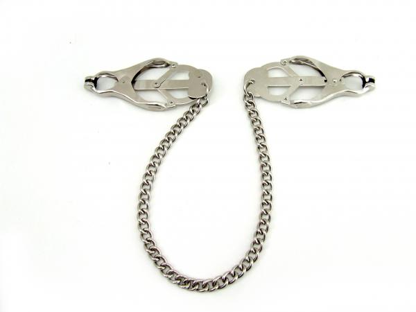 H2H Nipple Clamps Jaws with Chain Chrome - Click Image to Close