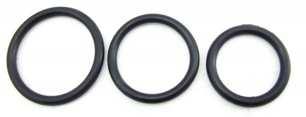 H2H Cock Ring Nitrile 3 Piece Set Black - Click Image to Close