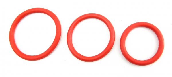 H2H Cock Ring Nitrile 3 Piece Set Red