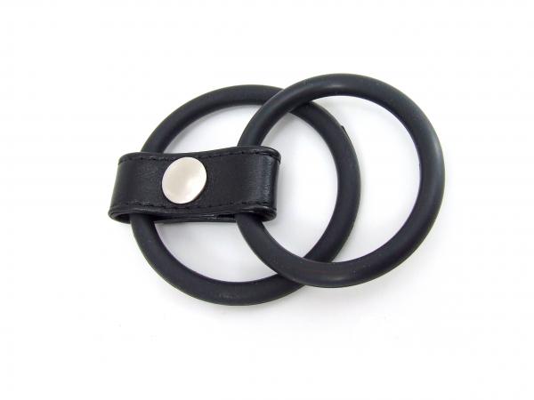 H2H Cock Ring Double Ringer Nitrile Black - Click Image to Close
