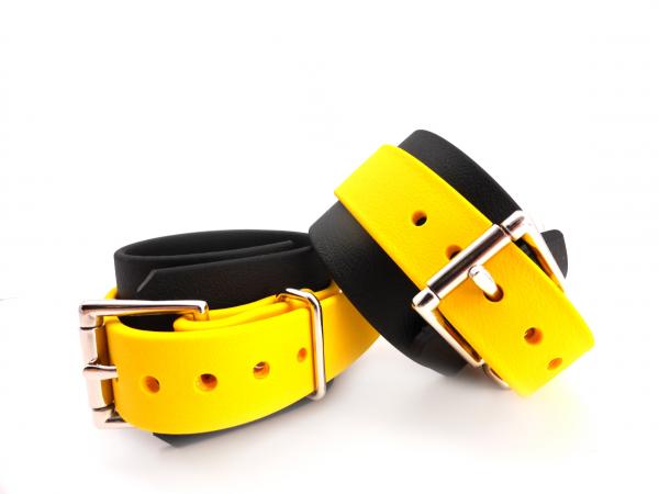 Restraints Ankle Biothane Black & Yellow - Click Image to Close