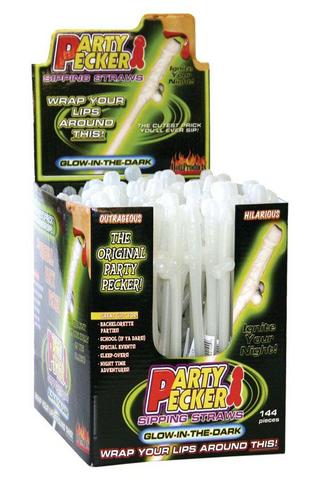 Party Pecker Straws Glow 144Pcs Display - Click Image to Close
