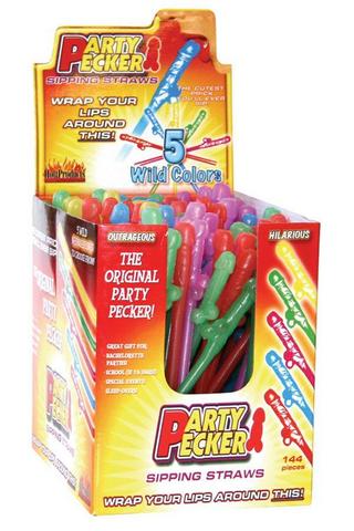 Party Pecker Sipping Straws-144Pc Display - Click Image to Close