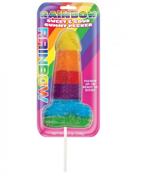 Sweet & Sour Jumbo Rainbow Gummy Cock Pop - Click Image to Close