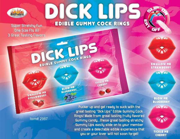 Dick Lips Gummy Cock Rings 3 Pack - Click Image to Close