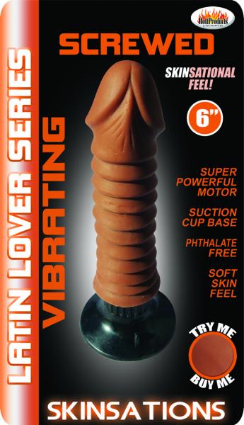 Skinsations Screwed 6 inches Vibrating Dildo Brown - Click Image to Close