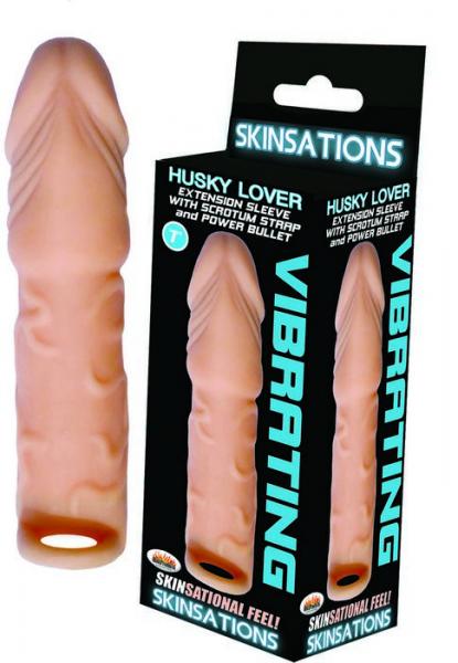 Husky Lover Extension Sleeve, Power Bullet & Scrotum Strap 7in - Click Image to Close